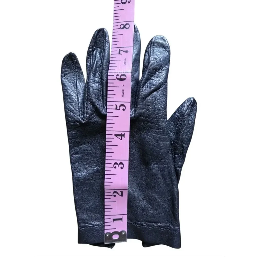 El Corte Inglés VTG Black Leather Gloves Made in Spain Womens Minimalist Classic